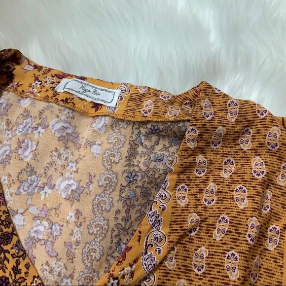 Hippie Rose Mustard Top tie front blouse - Picture 3 of 3